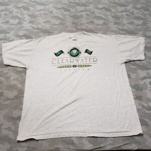 Vintage Clearwater Florida Shirt Mens 2XL Gray Short Sleeve Y2k Destination